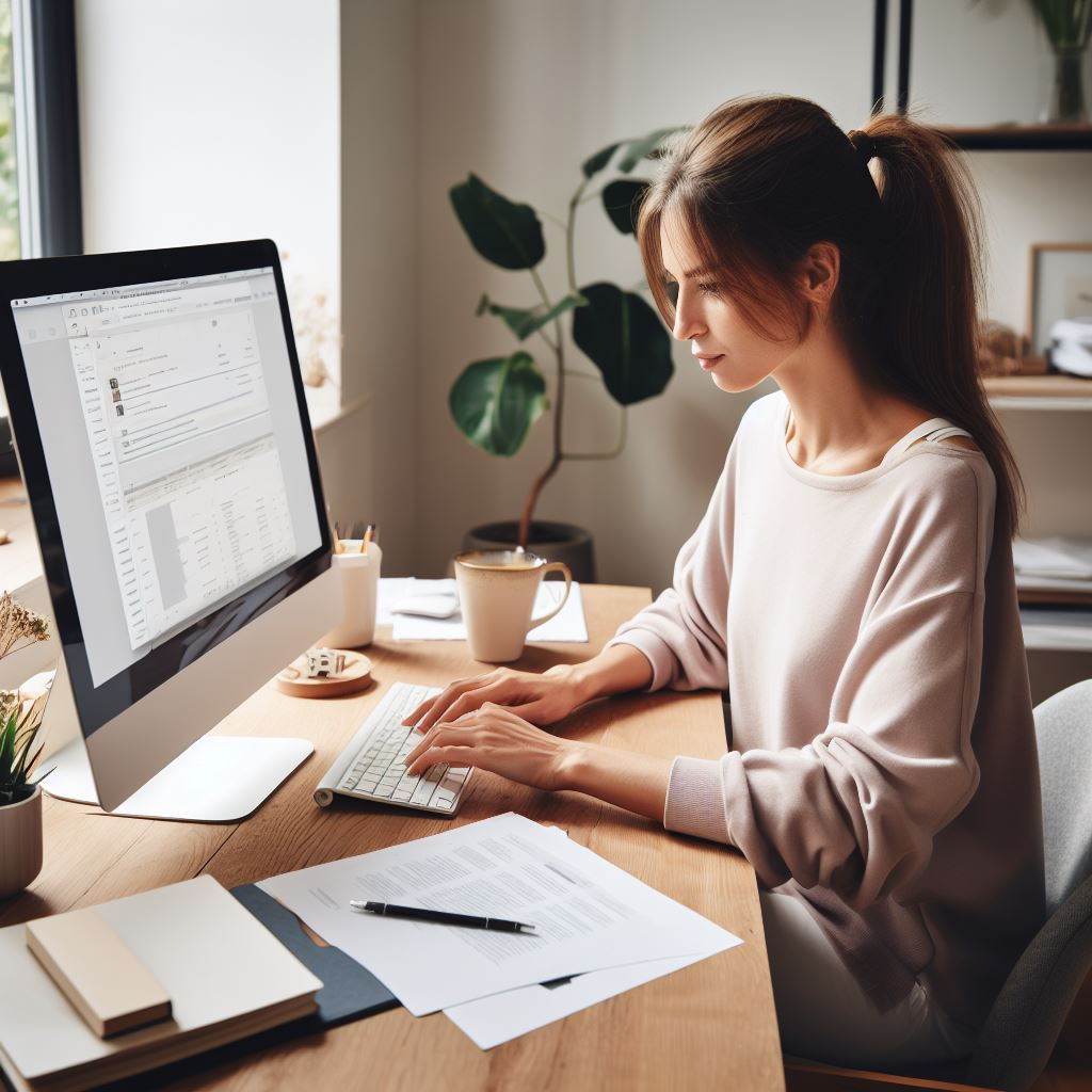Chica escribiendo en su ordenador